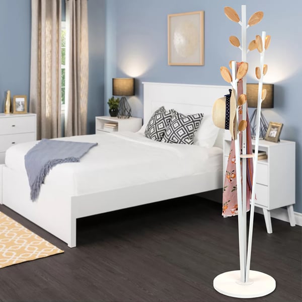 Scandinavian Style LeafShaped Coat Rack in White Homary
