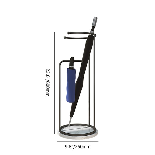 600mm Black Modern Metal Umbrella Stand Freestanding Homary UK