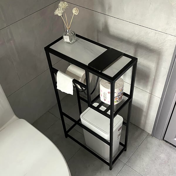 750mm Bathroom Storage Shelves Toilet Roll Holder with Removable Linen Bag | Homary UK