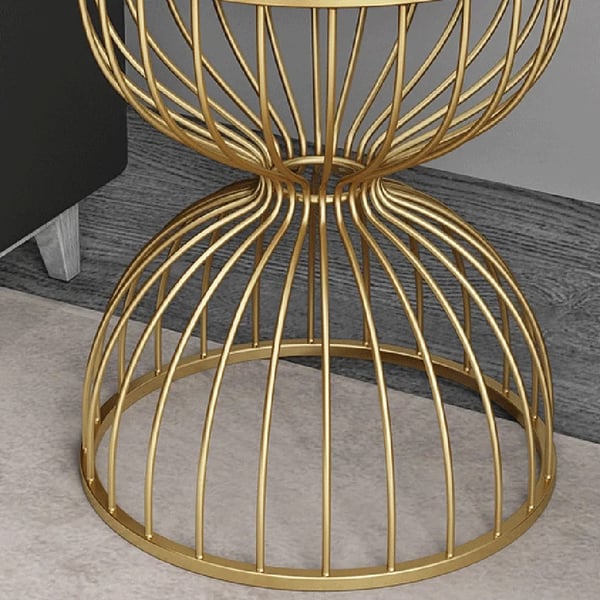 White End Table Marble Top Side Table Metal in Gold Homary