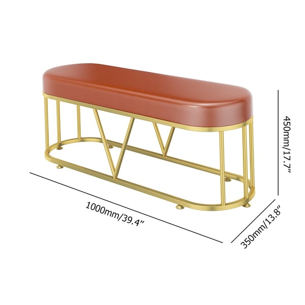 Modern Leather Upholstered Entryway Bench with Gold Metal FrameHomary