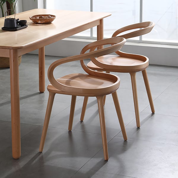 Natural Modern Ash Wood Dining Chair Ribbon Shape Dining Chair | Homary