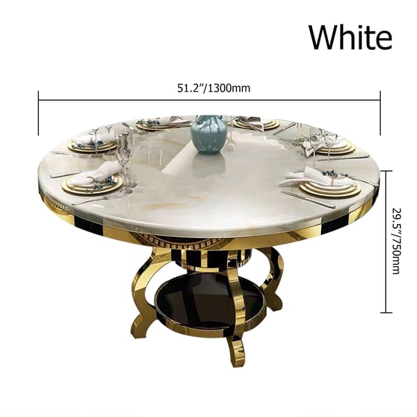 51" Modern Round Dining Table Faux Marble Top & Stainless Steel ...