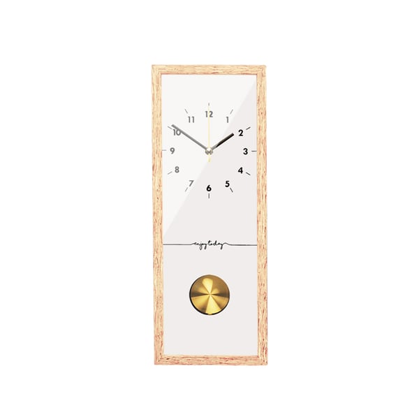 Retro Simple Style Rectangular Wood Wall Clock with Tempered Glass