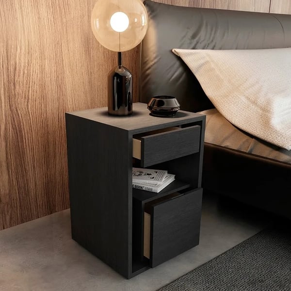 Black End Table With Drawers