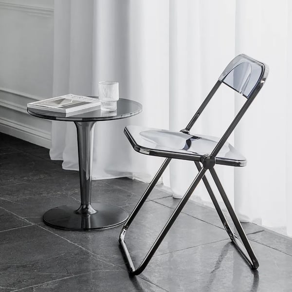 Acrylic End Table Black Modern Accent Table Clear Round Side Table Homary