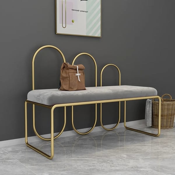 1000mm Contemporary Entryway Upholstered Bench in Grey Homary UK