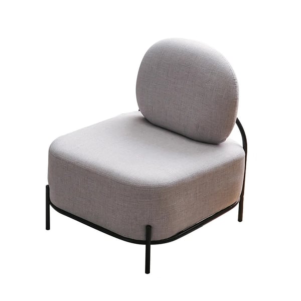 Gray Linen Upholstered Armless Accent Chair Black Legs Homary