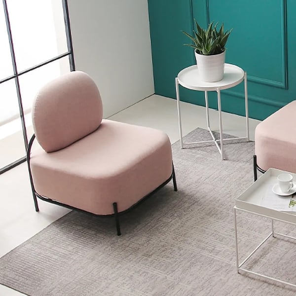 Pink Linen Upholstered Armless Accent Chair Black Leg Homary