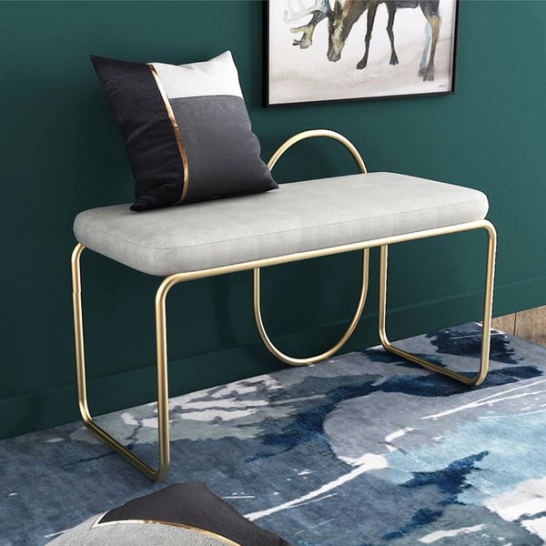 Gray Entryway Bench Upholstered Velvet Modern Bench in GoldHomary