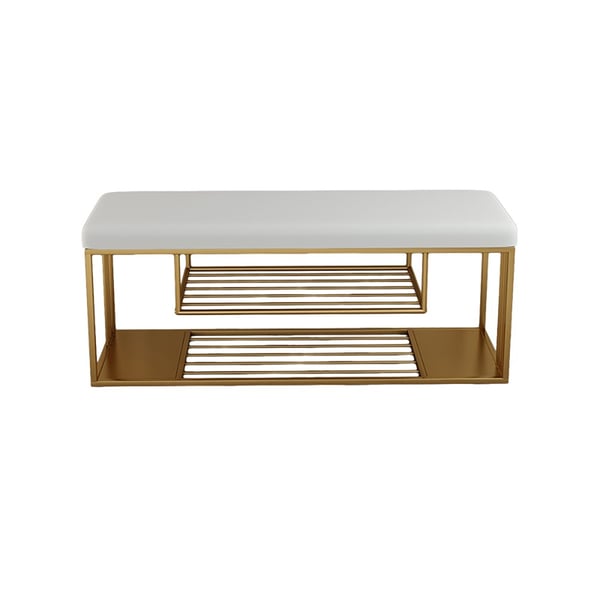 Contemporary Storage Bench in White Homary