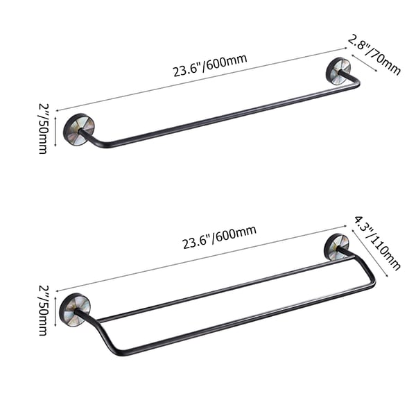 Black Modern Towel Bar Brass Shell Homary UK black-modern-towel-bar-brass-shell-homary-uk