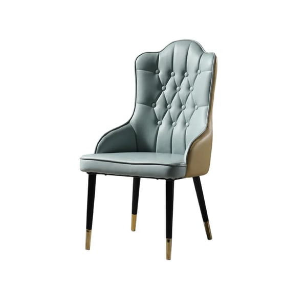 Modern Light Green Tufted Dining Chair High Back Upholstered PU Leather