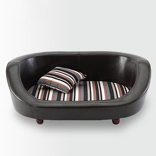 950mm Black PU Leather Dog Bed Rectangular Velvet Cushioned Pad