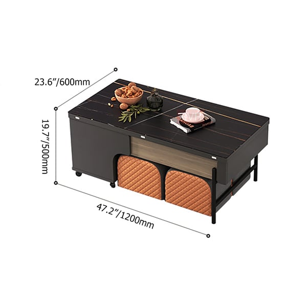 White Lift Top Convertible Coffee Table with Storage & Drawer Ottoman