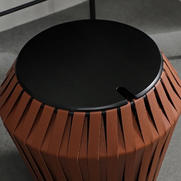 Brown End Table with Storage Bin Side Table Metal Homary UK