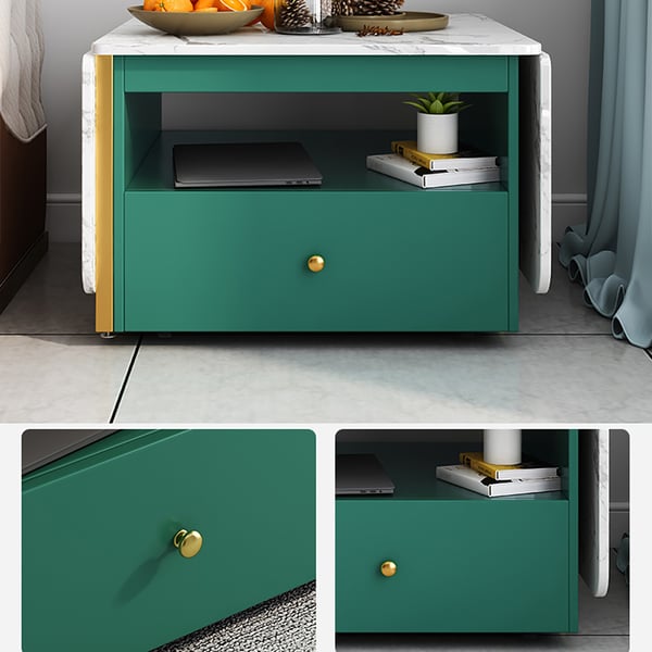 Modern Convertible Coffee Table with Storage in White & Green Table Set ...