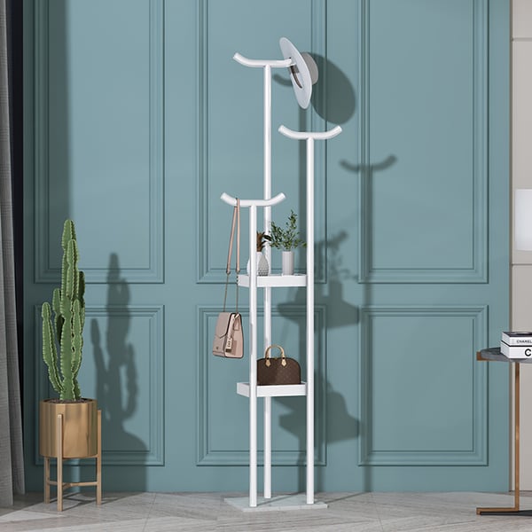 Modern Stangding Coat Rack with 2Tier Shelf Homary
