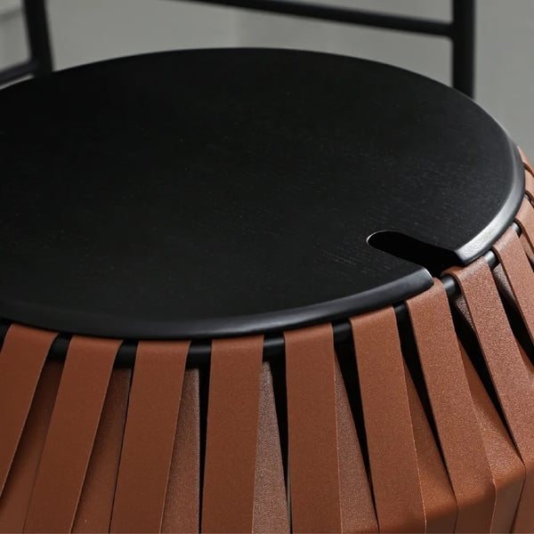 Brown End Table with Storage Bin Side Table Metal Homary UK