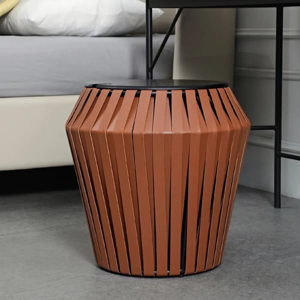 Brown End Table with Storage Bin Side Table Metal Homary UK