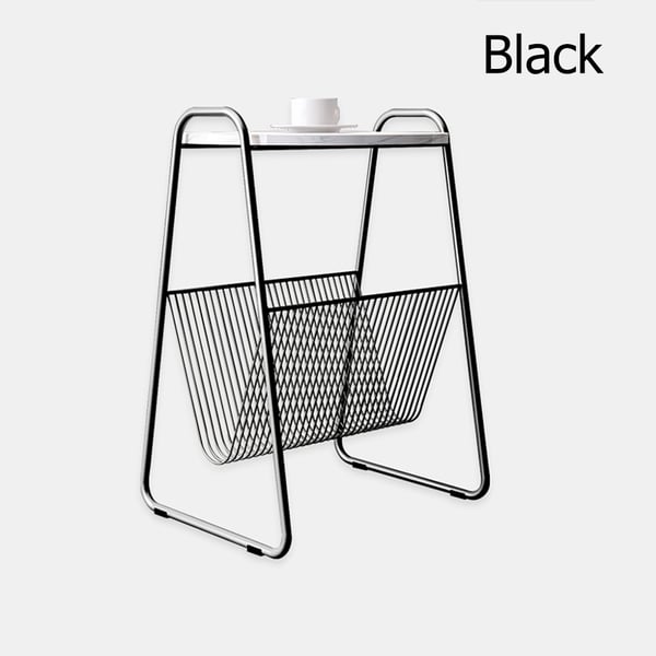 Black Modern & Contemporary Side Table with Storage White Marble Top & Gold Metal FrameHomary