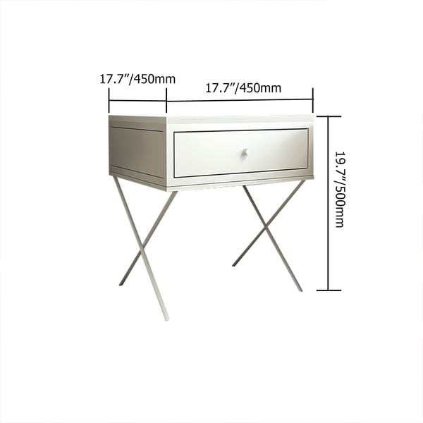 Modern White Nightstand Minimalist Lacquered Bedside Table with 1