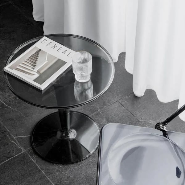 Acrylic End Table Black Modern Accent Table Clear Round Side Table Homary