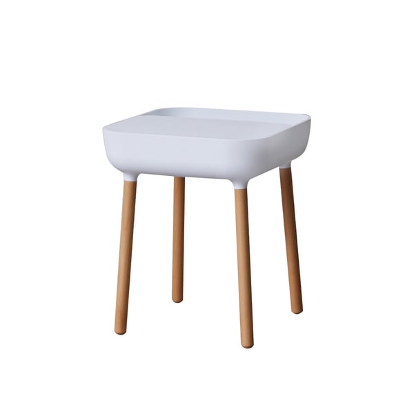 White Side Table with Storage Wood Modern End Table Set of 2Homary