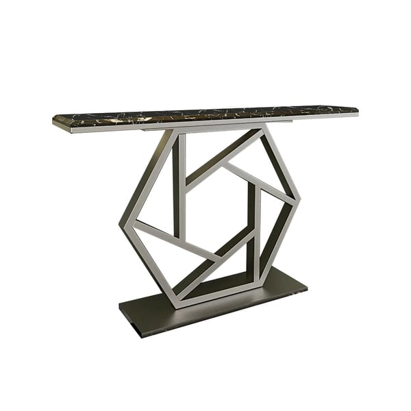 47.2" Rectangular Gray Console Table Marble Top Entryrway TableHomary