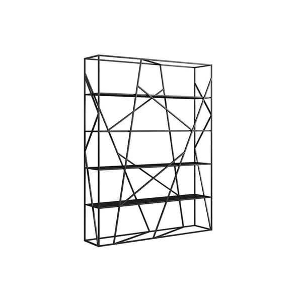 Contemporary Geometric Bookshelf Rectangle Shelf in BlackHomary