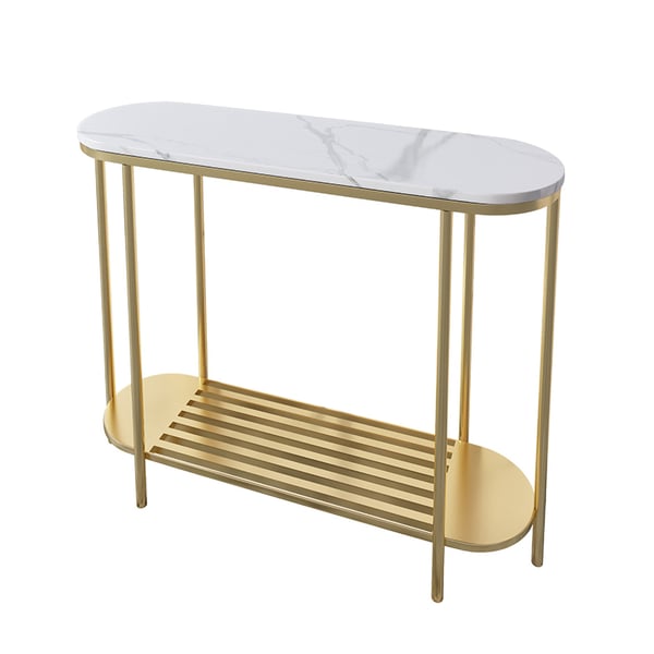 White Narrow Console Table with Storage Entryway Table Homary