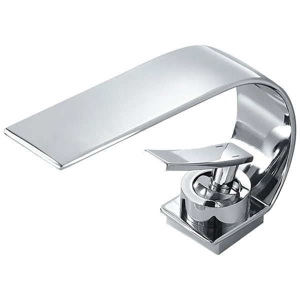 Single Lever Handle Waterfall Arc Bathroom Mixer Tap Chrome Solid Brass