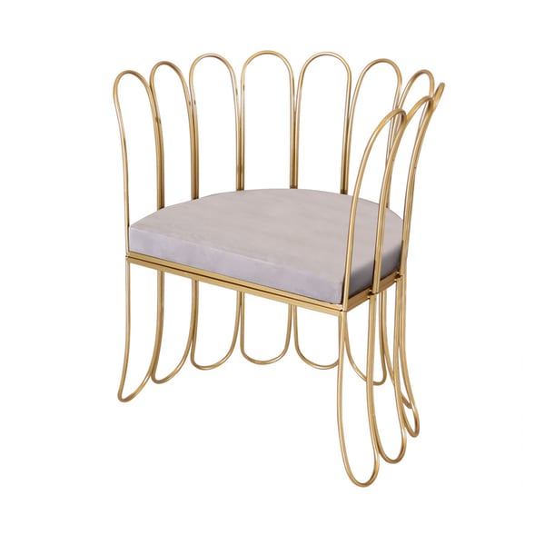 Gray Velvet Upholstered Accent Chair in Gold Legs Accent ChairHomary