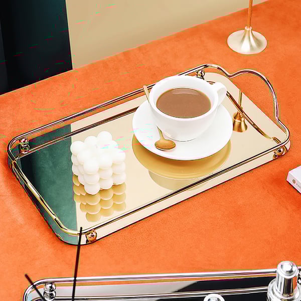 Modern Tray Desk Organzier with Handle in Metal Homary AU