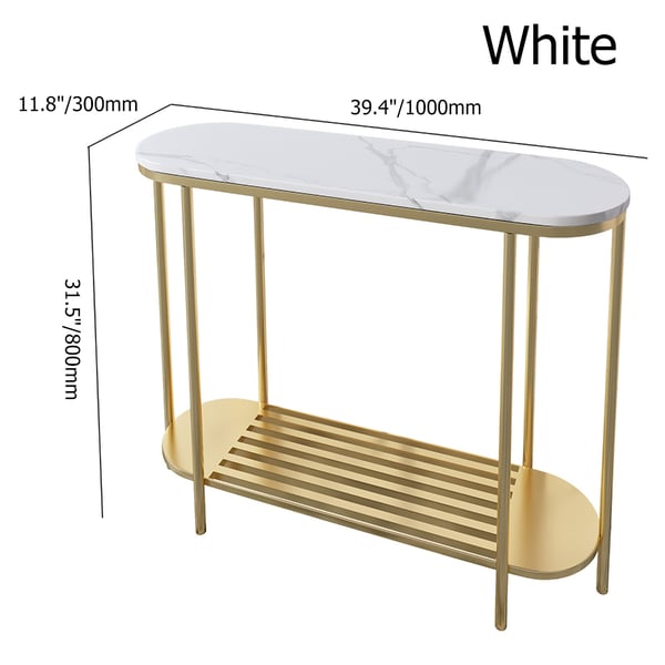 White Narrow Console Table with Storage Entryway Table Homary