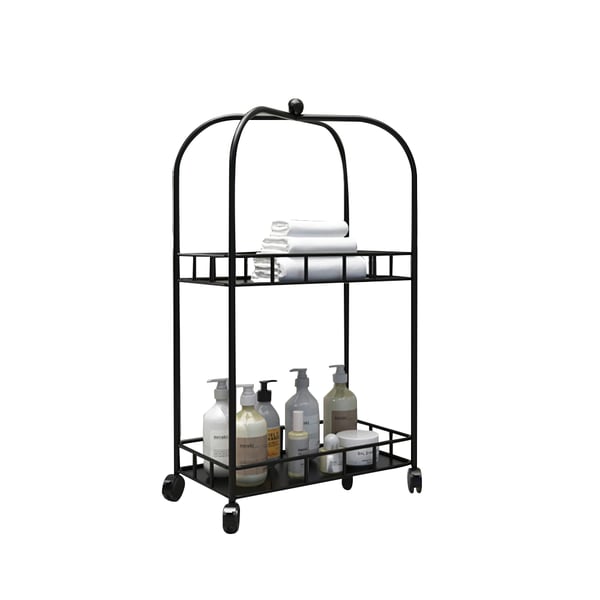 2 Tier Modern Gold Metal Storage Rolling Cart Homary UK