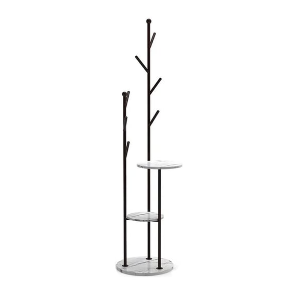 Coat Tree Stand Clothing Rack with Table Black Homary