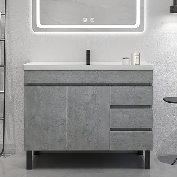 1020mm Modern Grey Bathroom Vanity Ceramics Single Basin Freestanding