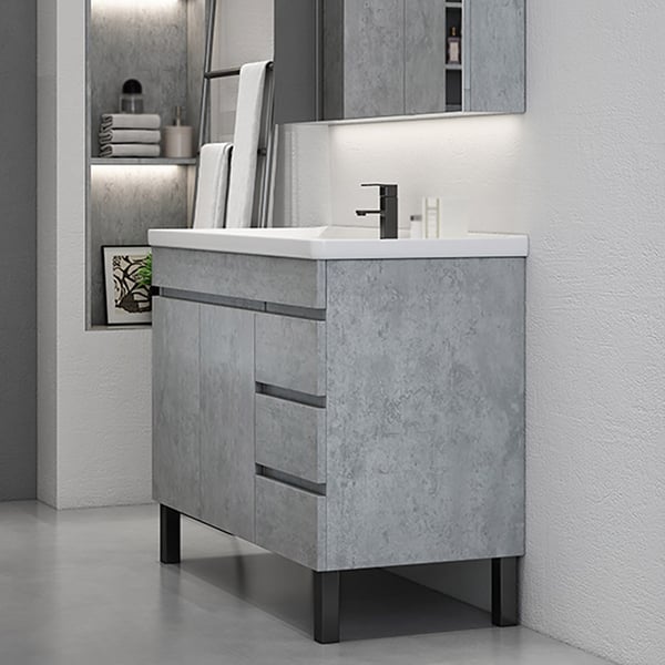 1020mm Modern Grey Bathroom Vanity Ceramics Single Basin Freestanding