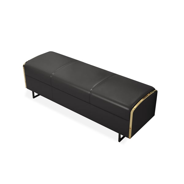 1470mm Black Bedroom Storage Bench in Artificial Leather Homary UK