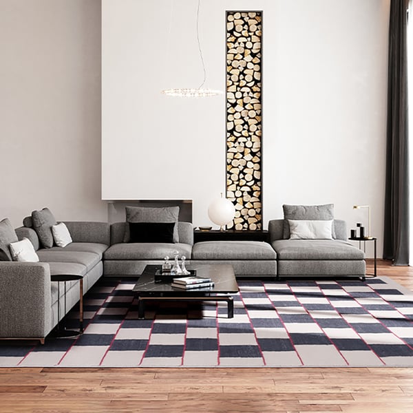 6' x 9' Geometric Retangular Black and Beige Area Rug (± 0.1ft ...