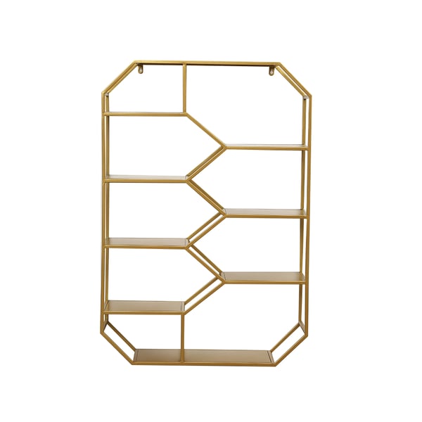 Nordic Golden Geometric Wall Mounted Shelves Metal Floating Bookshelf