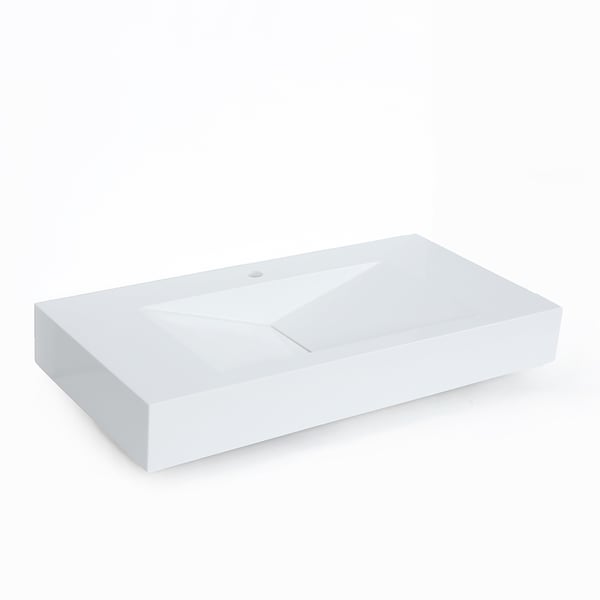 Free Shipping on Glossy White WallMount Floating Sink Solid Surface