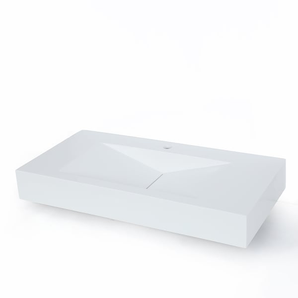 Free Shipping on Glossy White WallMount Floating Sink Solid Surface