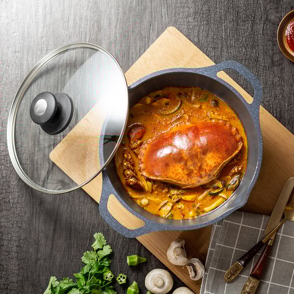 5 Pieces Aluminum Nonstick Cookware Set Pots and Pans Set in Navy Blue