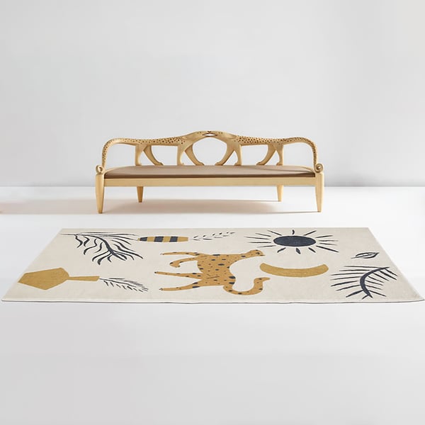 1530mm x 2430mm Multipurpose Creative Modern Retangular Beige Area Rug Homary UK