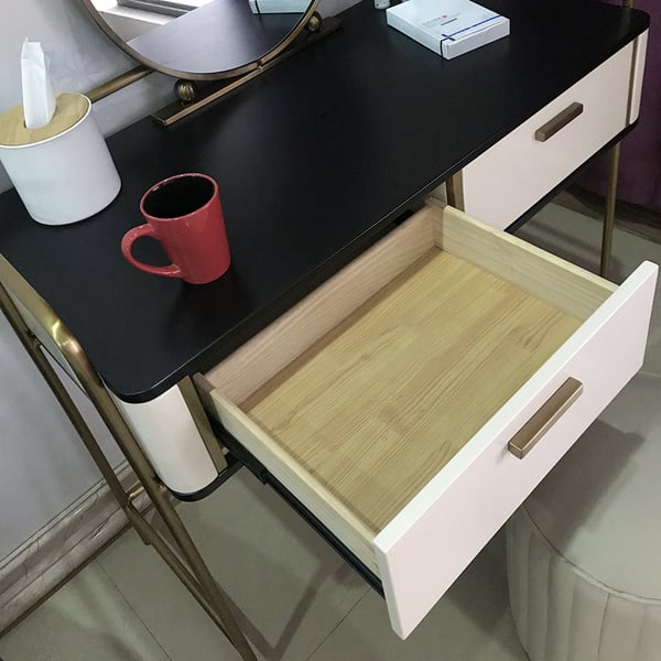 White Makeup Vanity MDF and Stainless Steel Dressing Table without