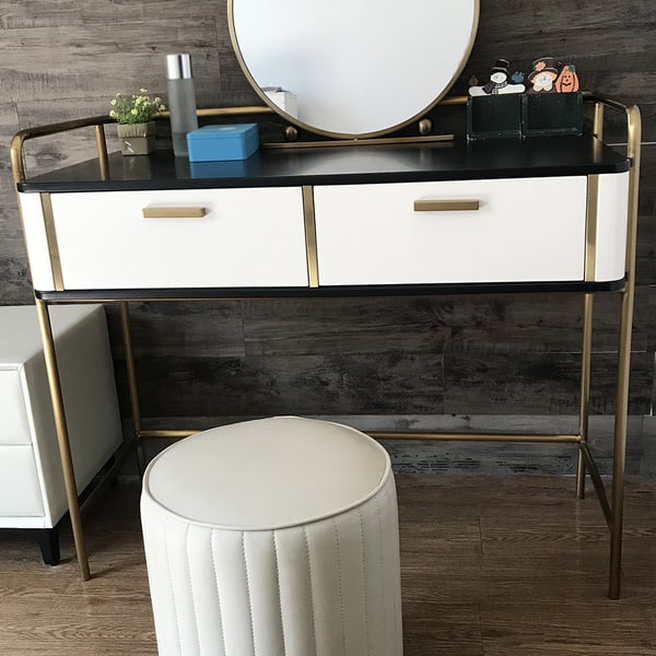 White Makeup Vanity MDF and Stainless Steel Dressing Table without