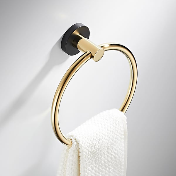 5 Pieces Gold & Black Wall Mounted Bathroom Accessory Set Bathroom