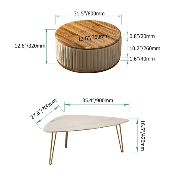 Modern Extendable Nesting Tables Coffee Table Set of 2 Homary
